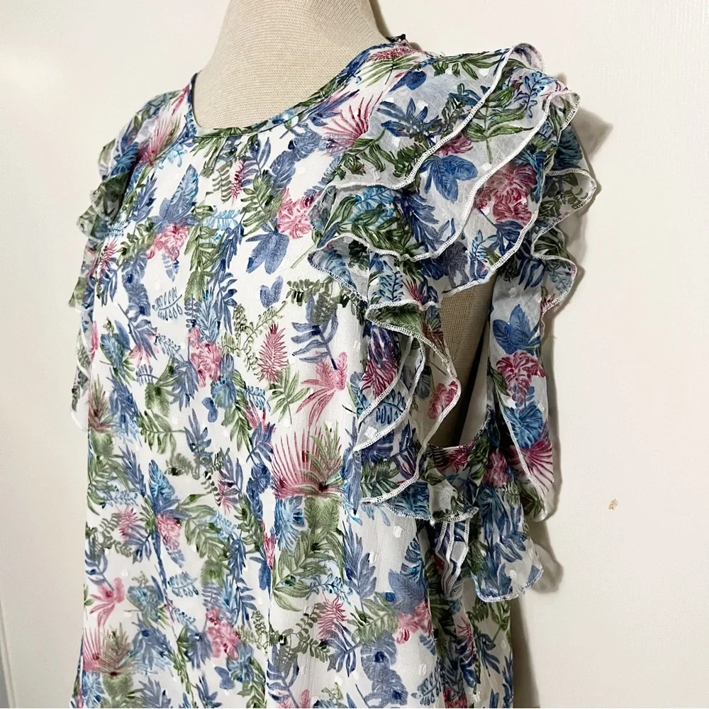 Walter Baker Tropical Swiss Dot Blouse M - Picture 5 of 10